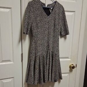 Julian Taylor Black and Tan Animal Print Midi Dress